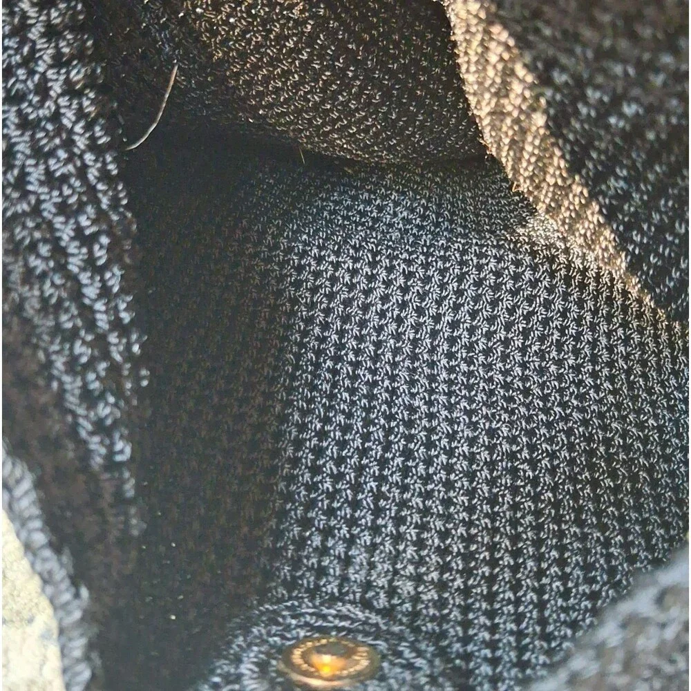 The Sak Iris Crocheted Hobo Bag Black Shoulder Purse Large 11x12 EUC Boho Hippie
